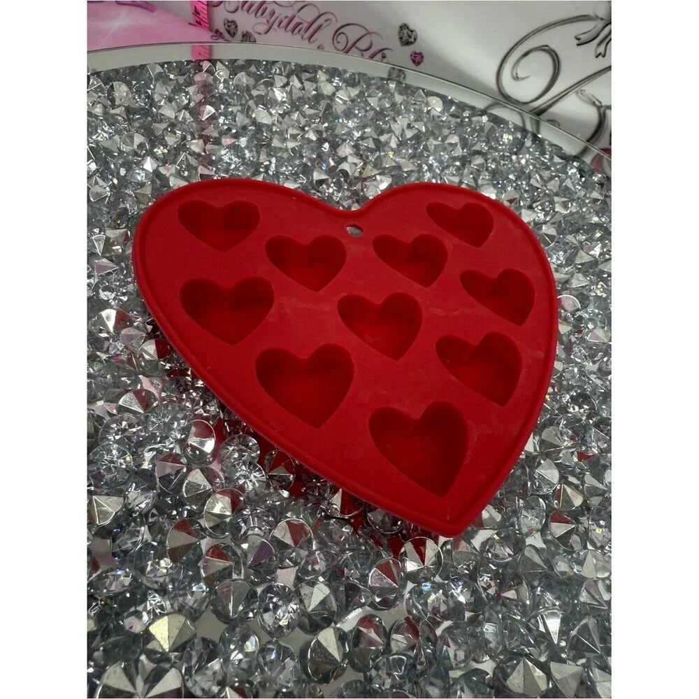 Silicone heart ice molds Red Heart Silicone Mold - 10 Heart Cavities